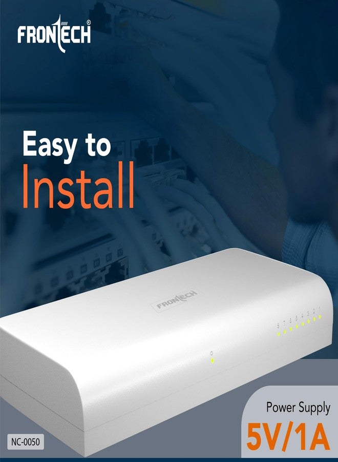 Frontech 8-Port Fast Ethernet Switch | 10/100 Mbps | Plug & Play | Desktop/Wall-Mountable | Reliable Wired Network for Home & Office (NC-0050) - Image 5